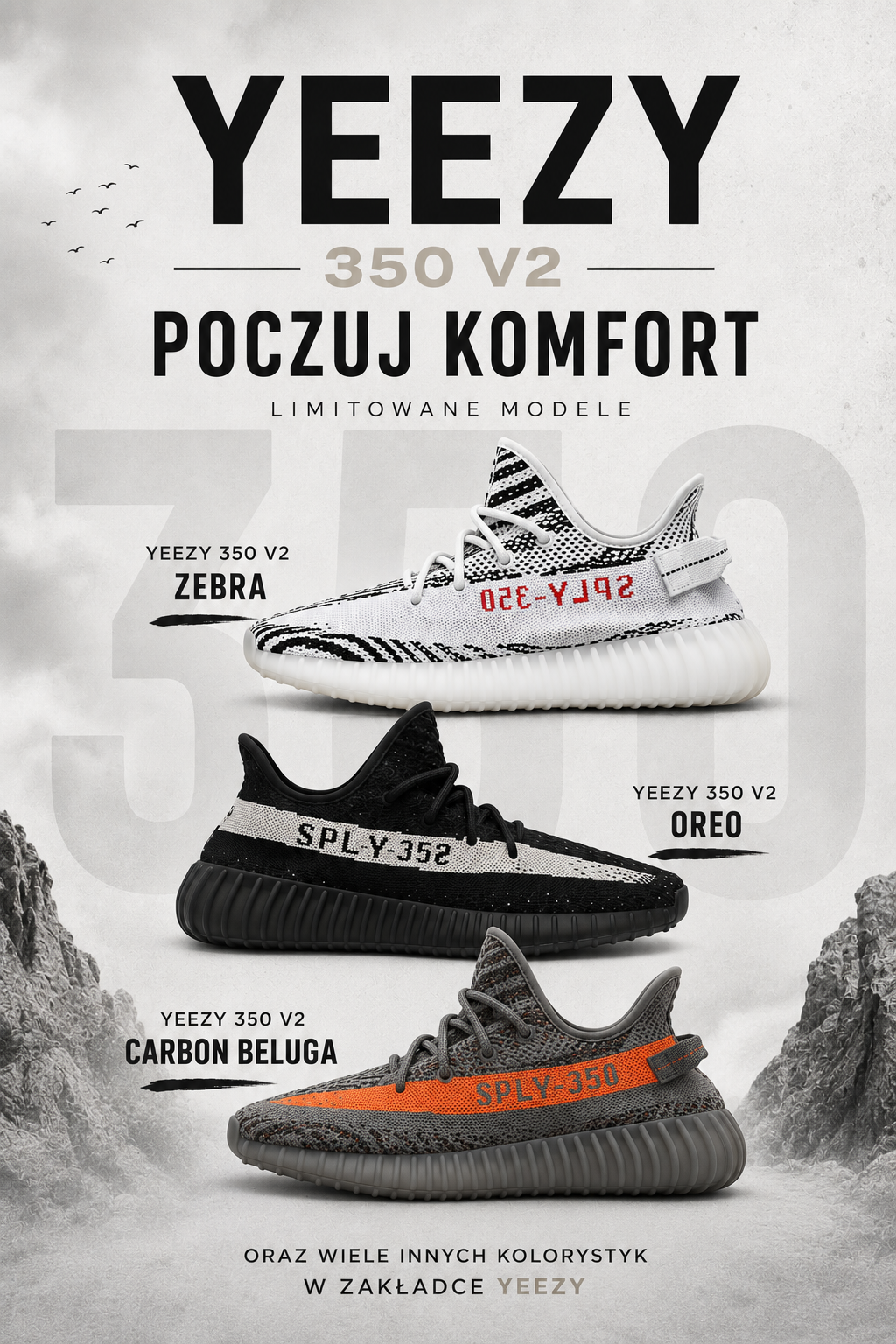 Yeezy 350 V2 Zebra, Oreo i Carbon Beluga – limitowane modele dostępne w sklepie MiniJordan